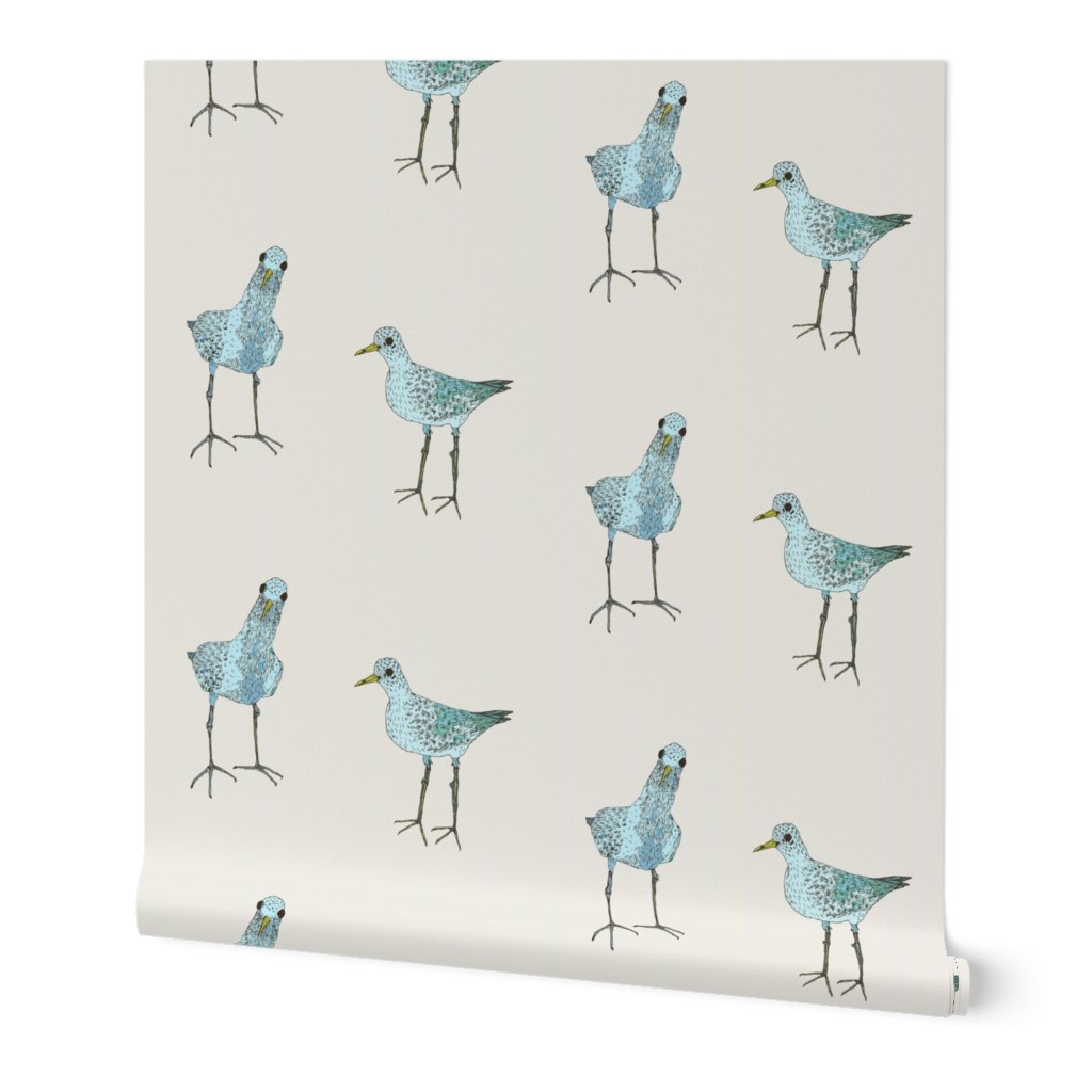Two Blue Birds Wallpaper, 2'x3', Prepasted Removable Smooth, Beige
