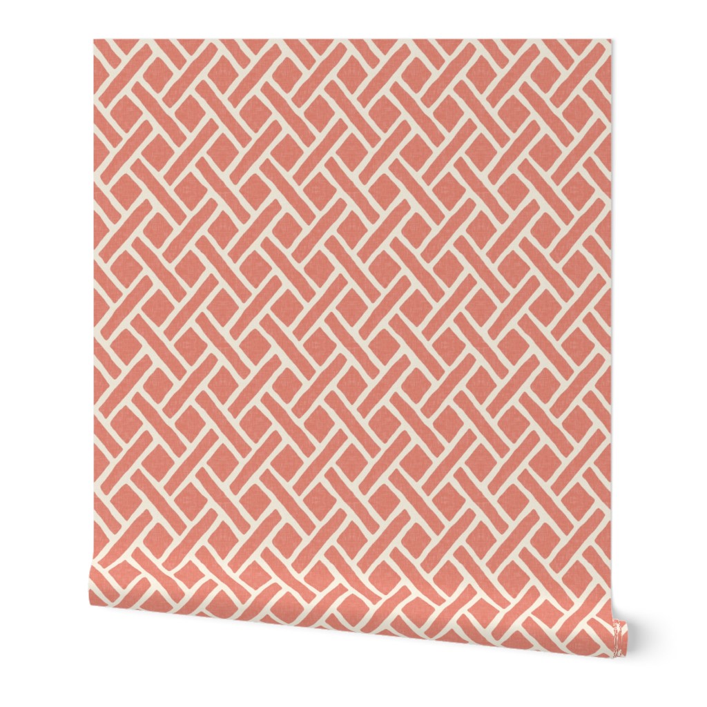 Savannah Trellis Wallpaper, 2'x12', Prepasted Removable Smooth, Pink