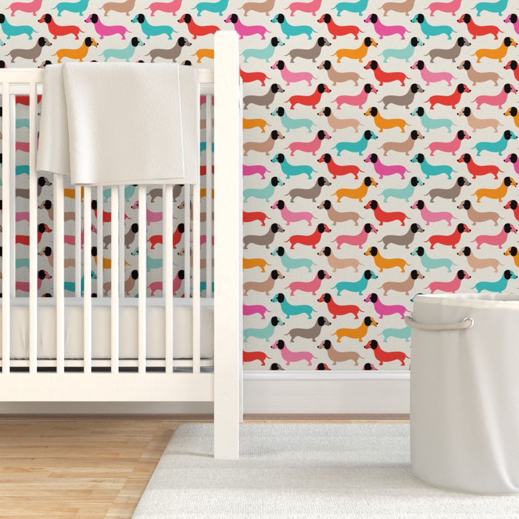 Vintage Dachshund Illustration - Multi Wallpaper | Shutterfly