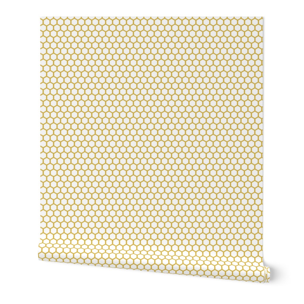 Golden Honeycomb Wallpaper, 2'x3', Prepasted Removable Smooth, Yellow