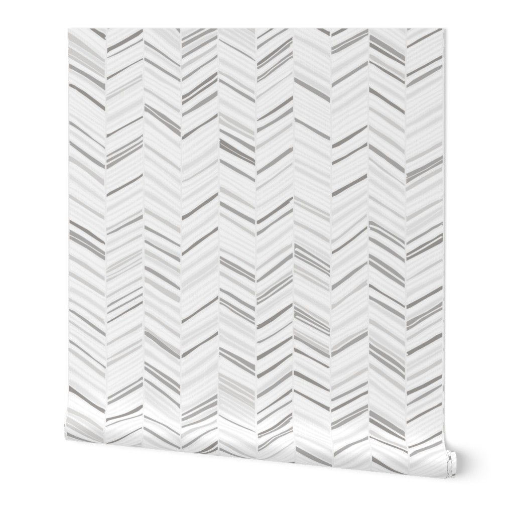 Herringbone Hues - Gray Wallpaper, 2'x9', Prepasted Removable Smooth, Gray