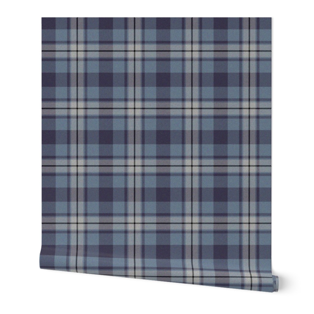 Autumn Plaid - Blue Wallpaper, 2'x12', Prepasted Removable Smooth, Blue