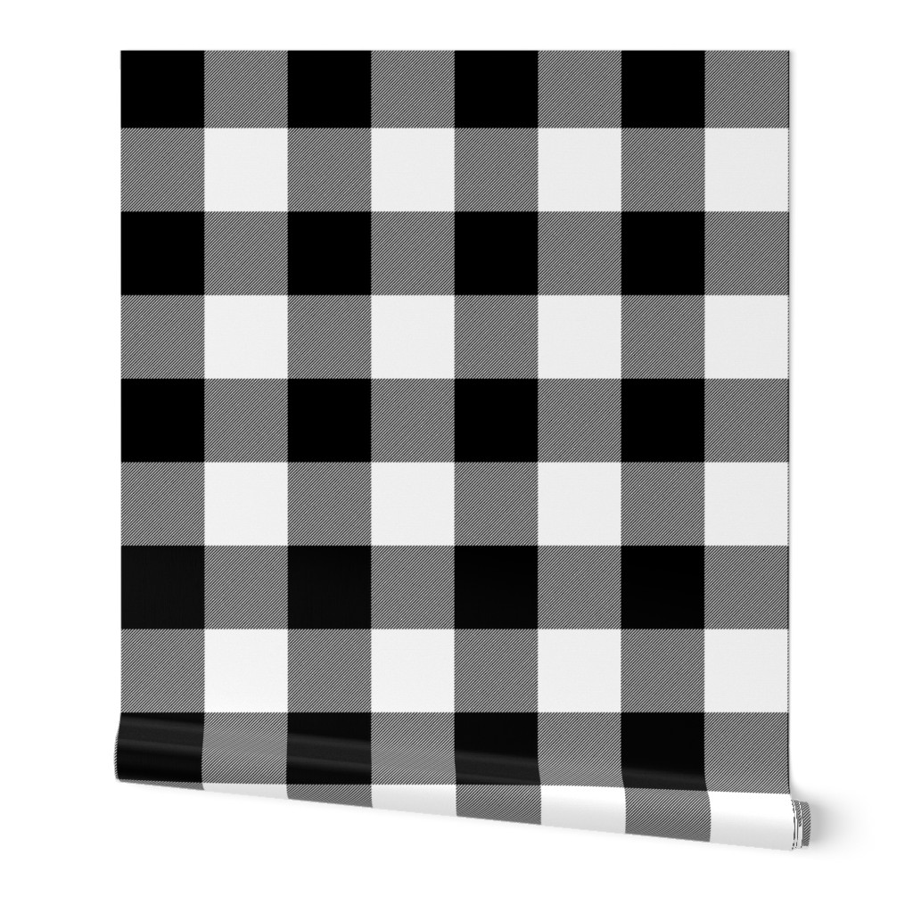 Buffalo Check - Black and White Wallpaper, 2'x3', Prepasted Removable Smooth, Black