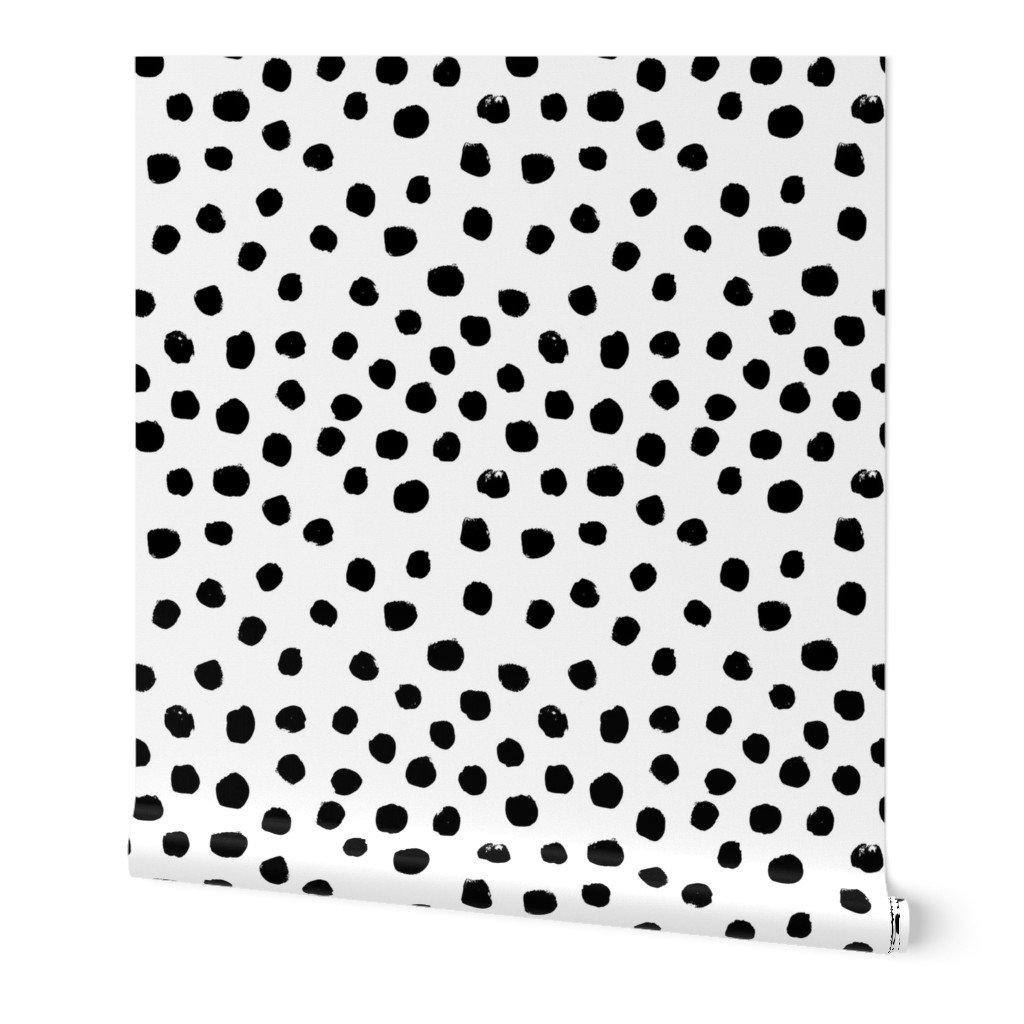 Soft Painted Dots Wallpaper, 2'x3', Prepasted Removable Smooth, White