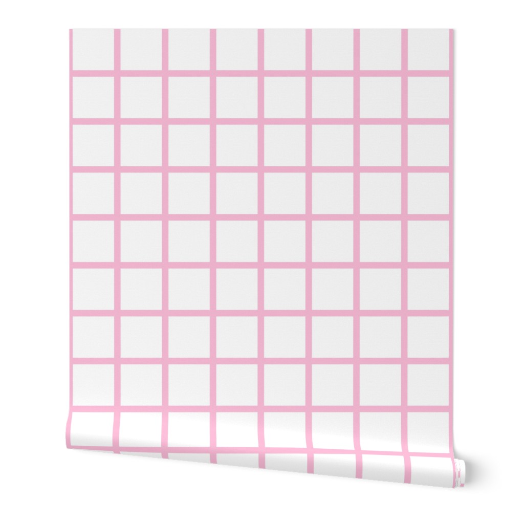 Grid - Pink and White Wallpaper, 2'x9', Prepasted Removable Smooth, Pink