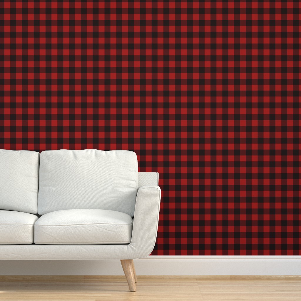Buffalo Plaid - Red and Black Wallpaper | Shutterfly, image size:1024x1024