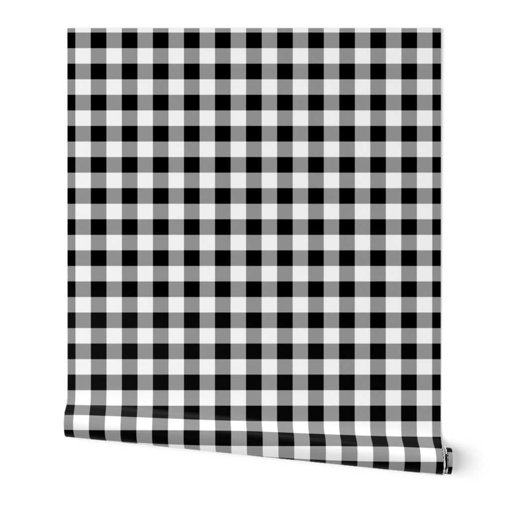Gingham - Black and White Wallpaper, 2'x3', Prepasted Removable Smooth, Black