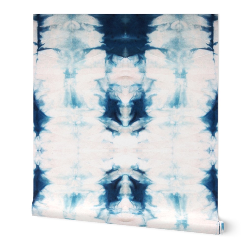 Soul Shibori - Blue Wallpaper, 2'x3', Prepasted Removable Smooth, Blue