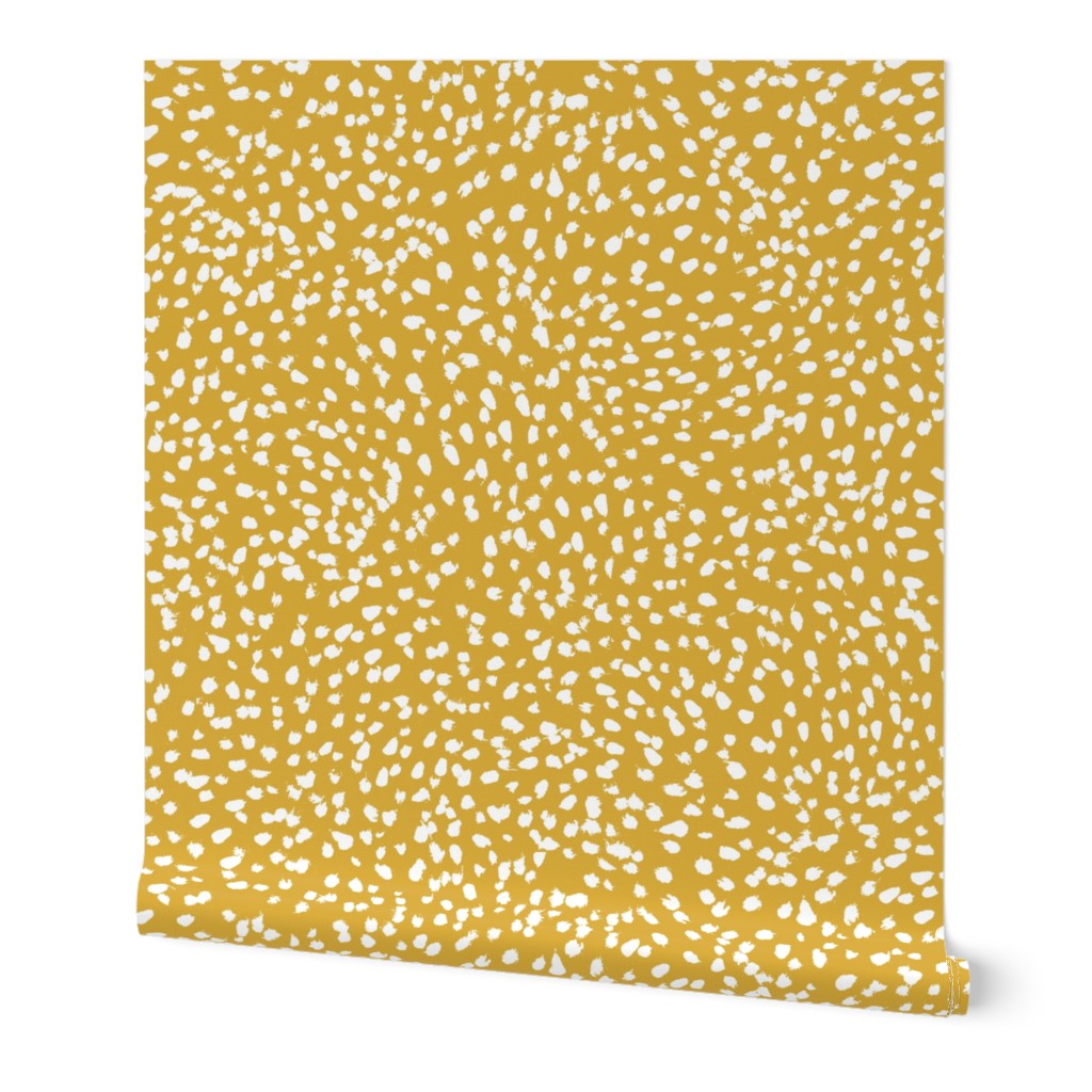 Brushstroke Painterly Dots Wallpaper, 2'x12', Prepasted Removable Smooth, Yellow