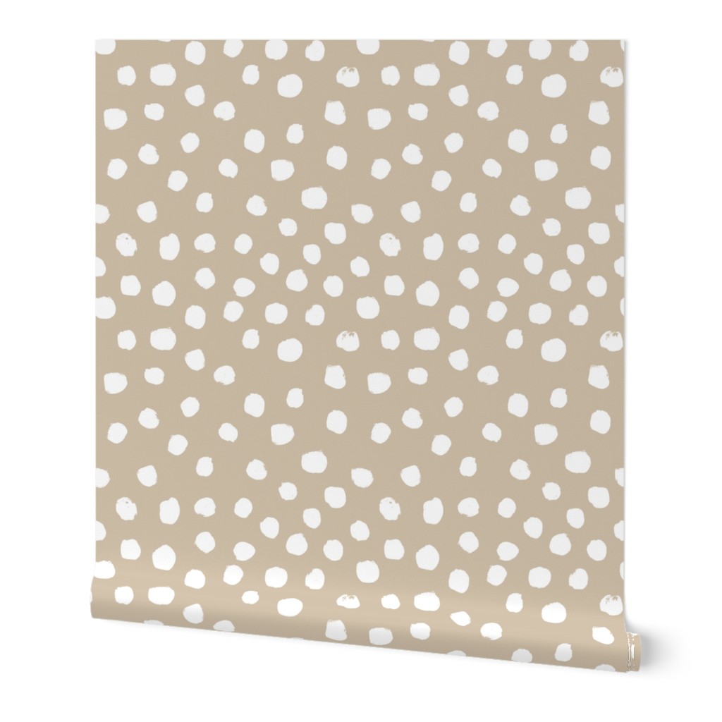 Soft Painted Dots Wallpaper, 2'x12', Prepasted Removable Smooth, Beige