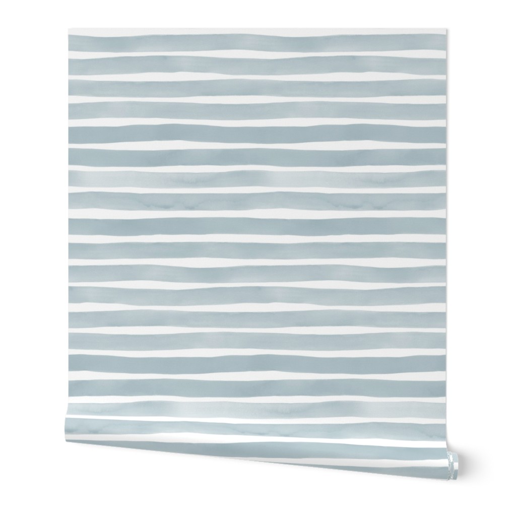 Imperfect Watercolor Stripes Wallpaper, 2'x3', Prepasted Removable Smooth, Blue