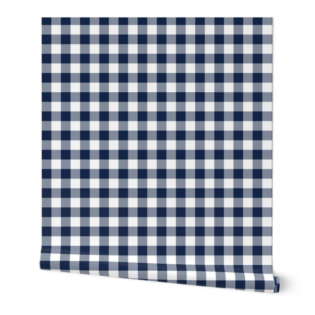 Gingham Check - Navy and White Wallpaper, 2'x12', Prepasted Removable Smooth, Blue