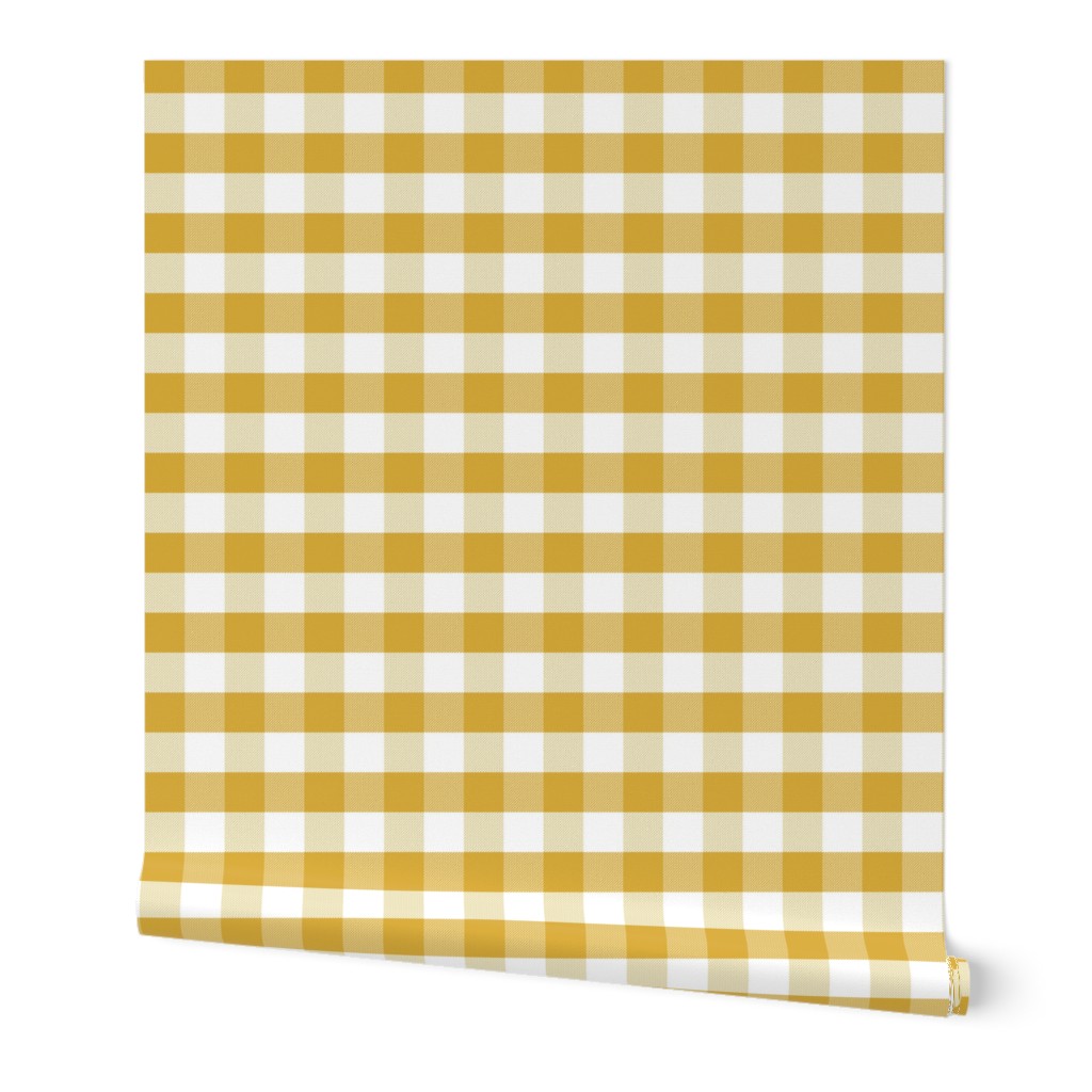 Gingham Check Tartan - Yellow Wallpaper, 2'x9', Prepasted Removable Smooth, Yellow