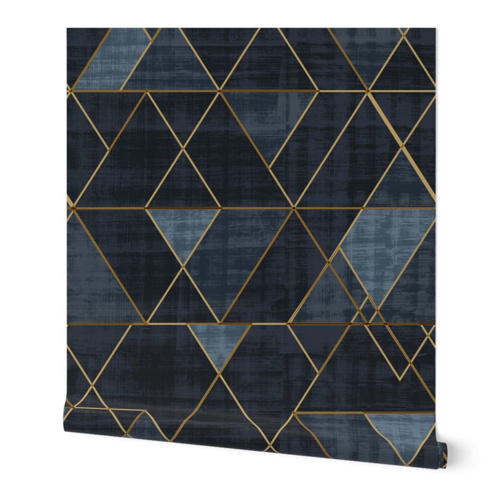 Mod Triangles Wallpaper, 2'x12', Prepasted Removable Smooth, Blue