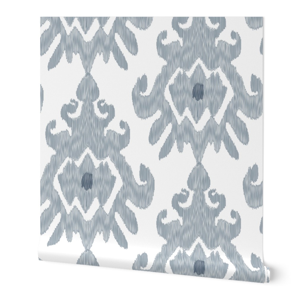 Modern Ikat - Blue Gray Wallpaper, 2'x3', Prepasted Removable Smooth, Blue
