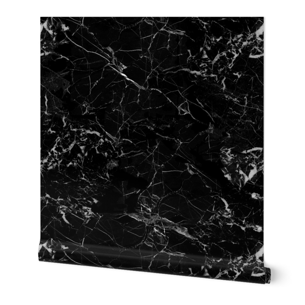 Cracked Marble - Black Wallpaper, 2'x3', Prepasted Removable Smooth, Black