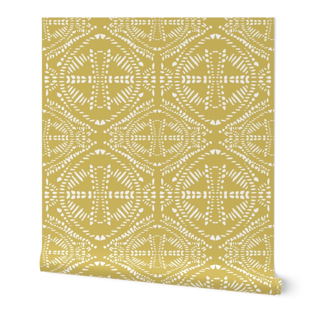 Tribal Times - Yellow Wallpaper, 2'x9', Prepasted Removable Smooth, Yellow