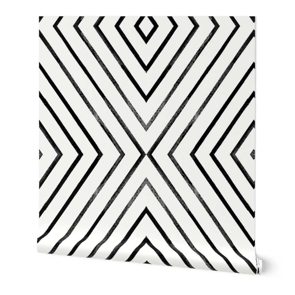 Mod Diamond Stripe - Neutral Wallpaper, 2'x3', Prepasted Removable Smooth, White