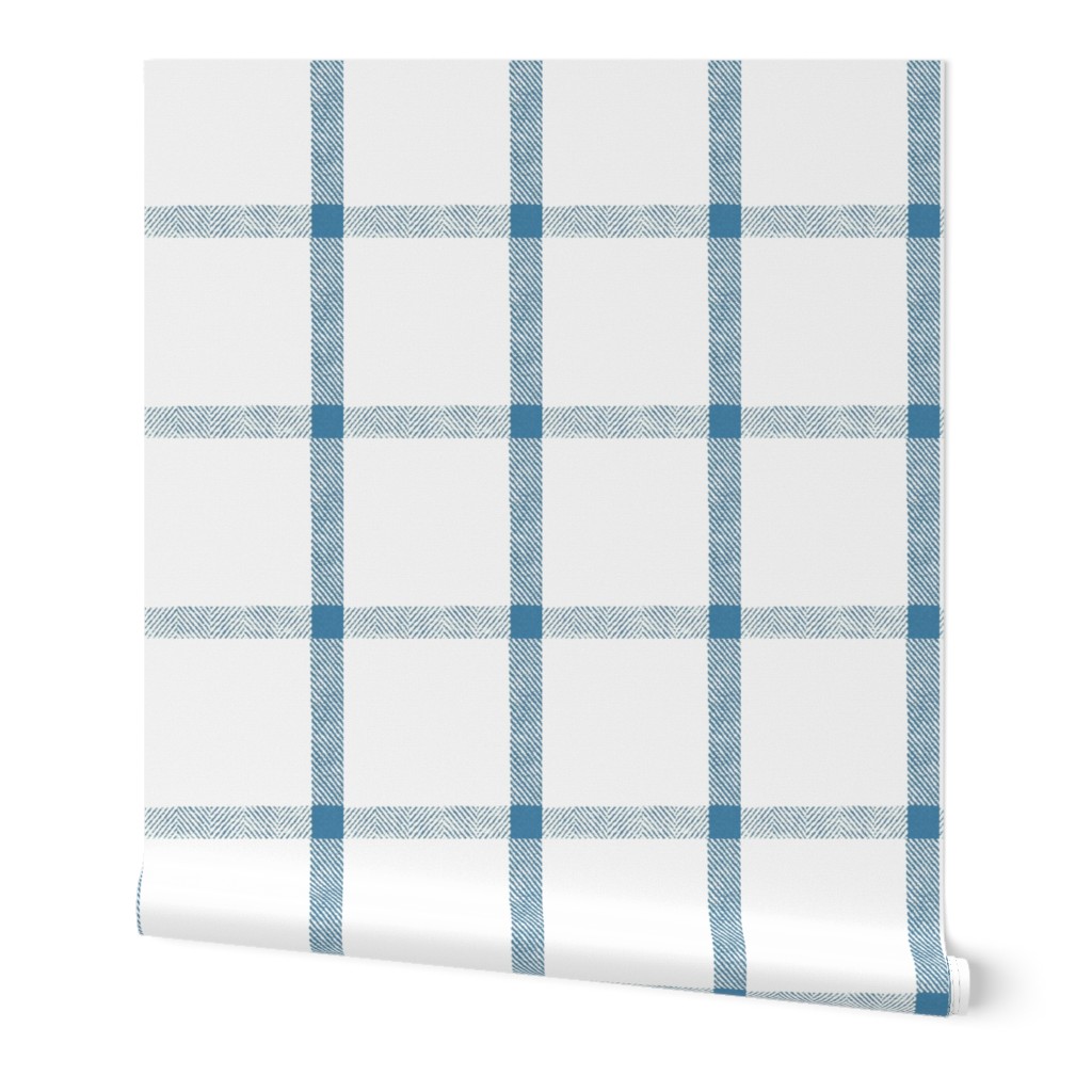 Tartan Plaid Check - Blue Wallpaper, 2'x12', Prepasted Removable Smooth, Blue