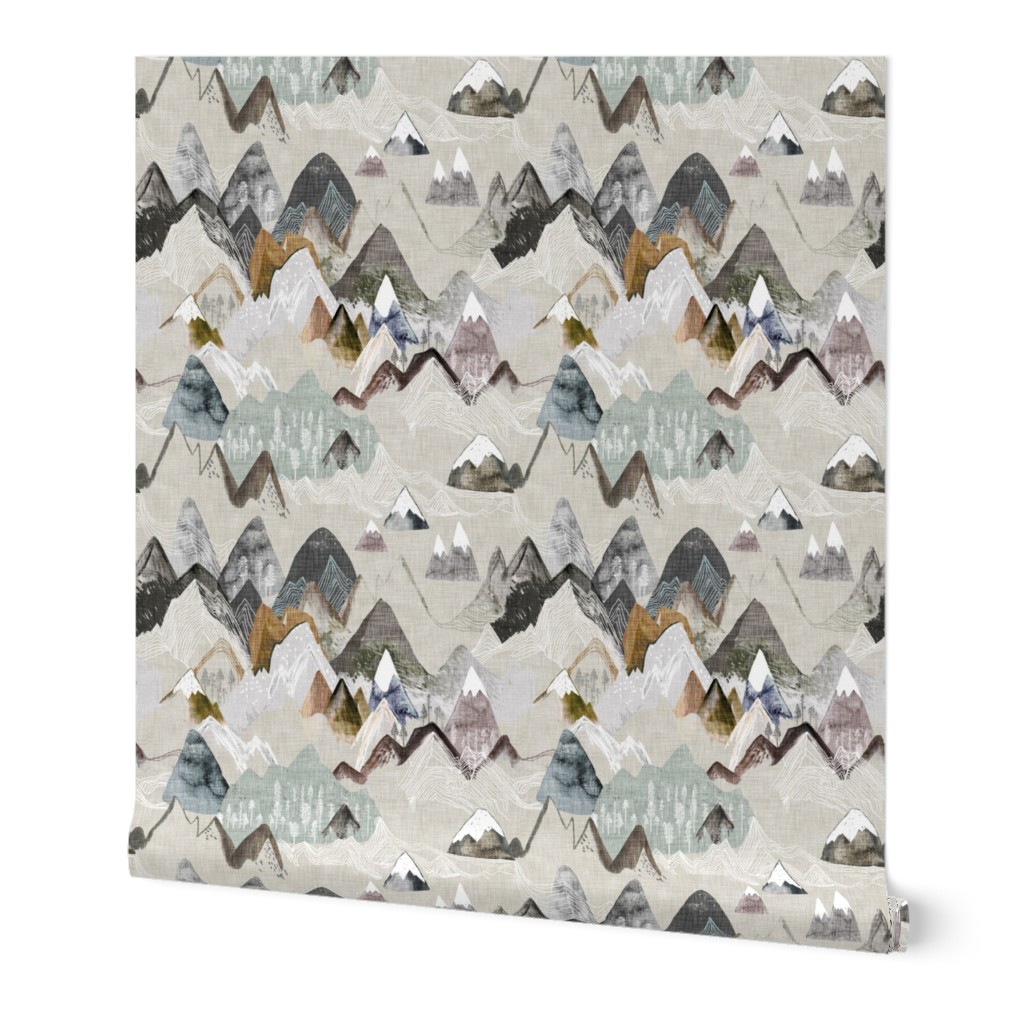 Call of the Mountains - Neutral Wallpaper, 2'x12', Prepasted Removable Smooth, Gray