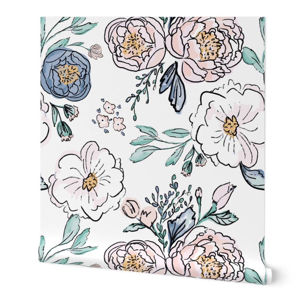Roses - Multi Wallpaper, 2'x12', Prepasted Removable Smooth, Multicolor