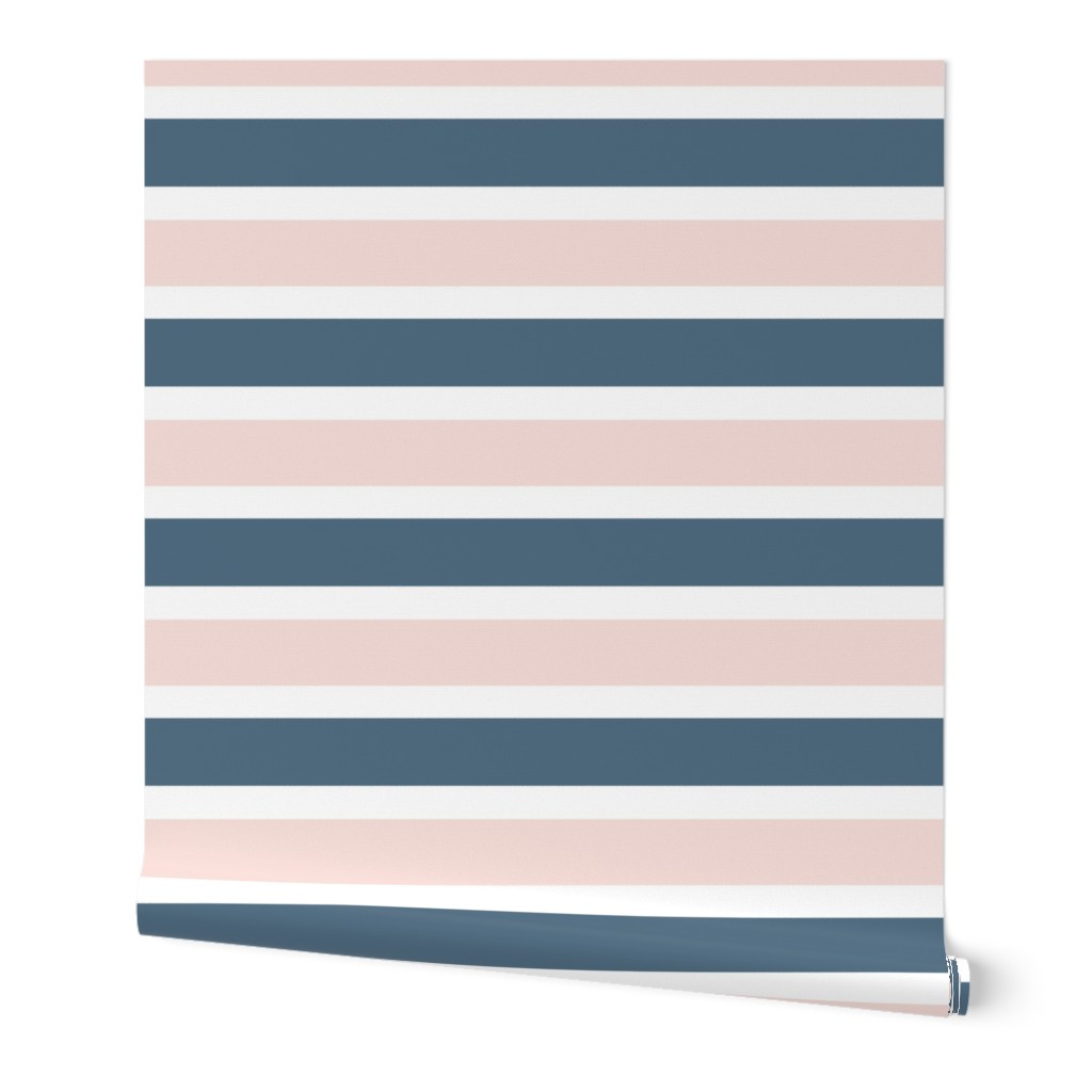 Blush and Blue Stripe Wallpaper, 2'x3', Prepasted Removable Smooth, Multicolor