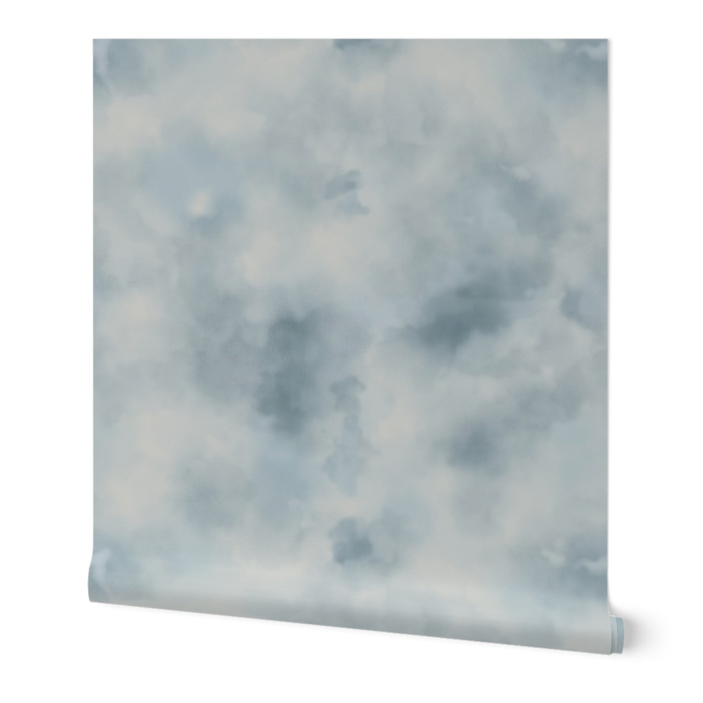 Watercolor Sky - Blue Wallpaper, 2'x9', Prepasted Removable Smooth, Blue
