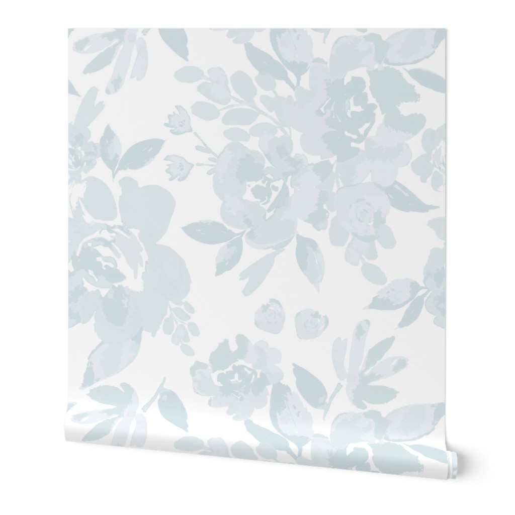 Pretty Peonies Wallpaper, 2'x12', Prepasted Removable Smooth, Blue