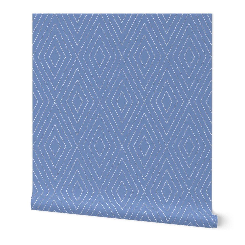 Painted Diamond Dash Wallpaper, 2'x9', Prepasted Removable Smooth, Blue