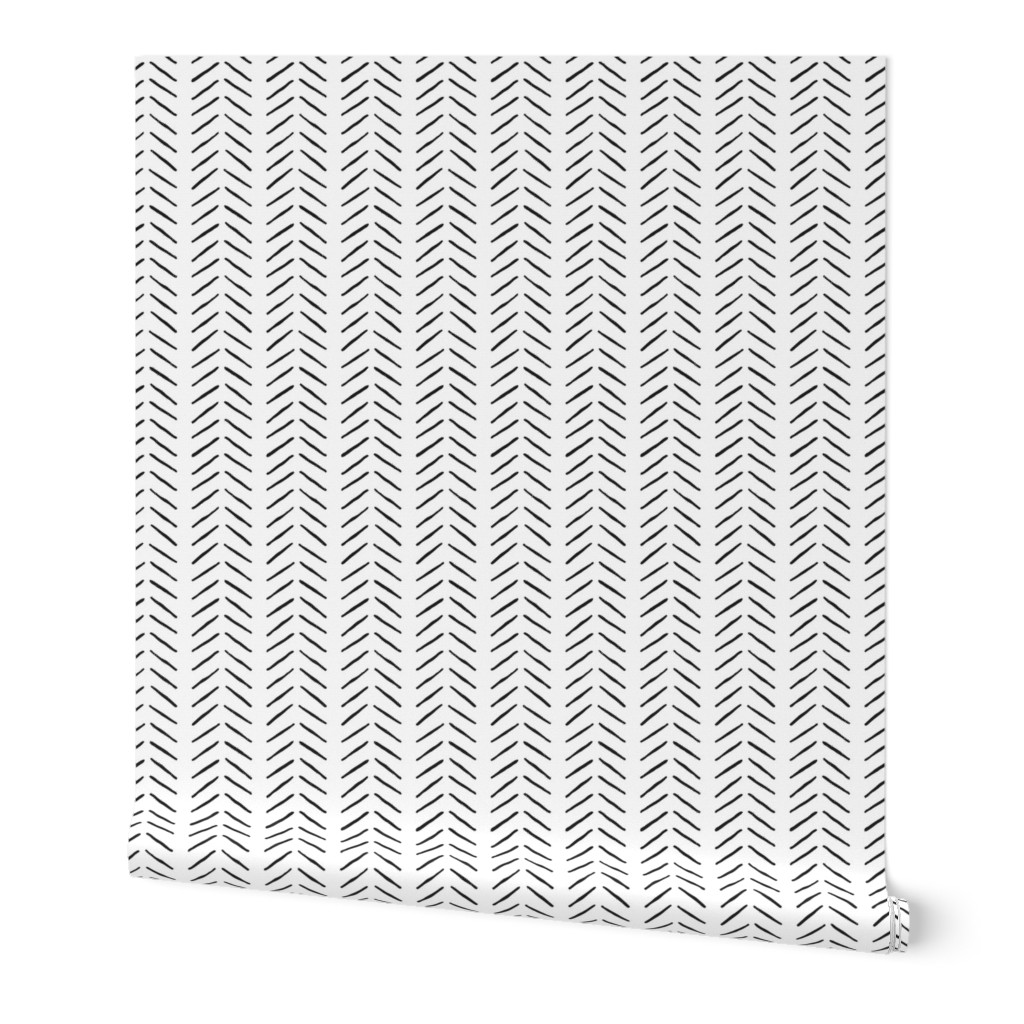 Vertical Herringbone Wallpaper, 2'x12', Prepasted Removable Smooth, Black