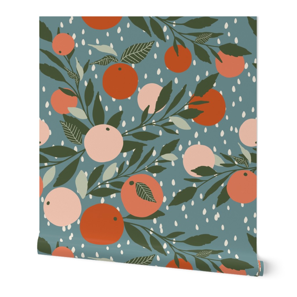 Grapefruit Rain - Multi Wallpaper, 2'x3', Prepasted Removable Smooth, Multicolor