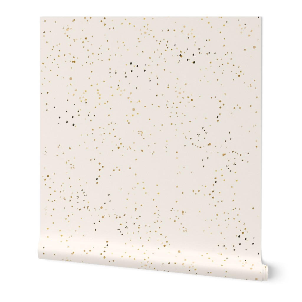 Sprinkly Dots - Gold and Cream Wallpaper, Test Swatch (2' x 1'), Prepasted Removable Smooth, Pink