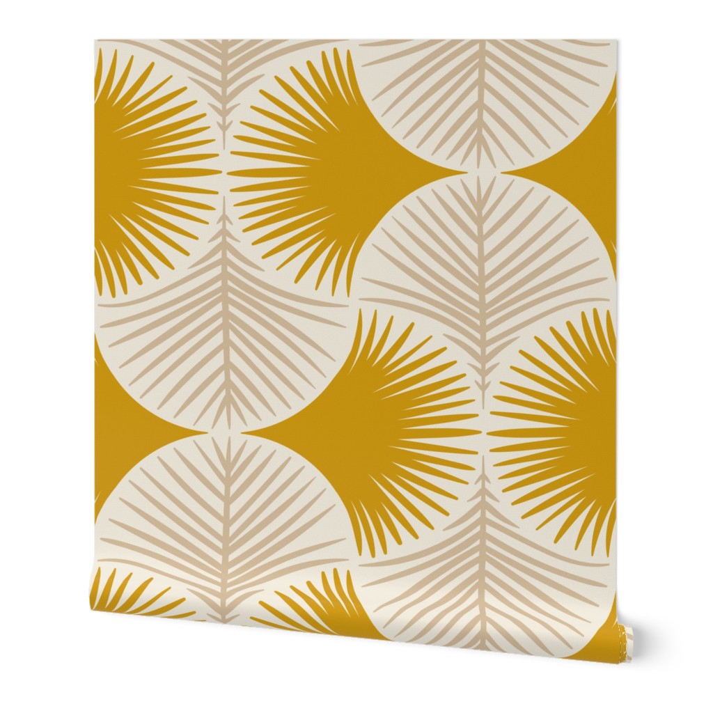 Tropical Geometry Wallpaper, 2'x3', Prepasted Removable Smooth, Yellow