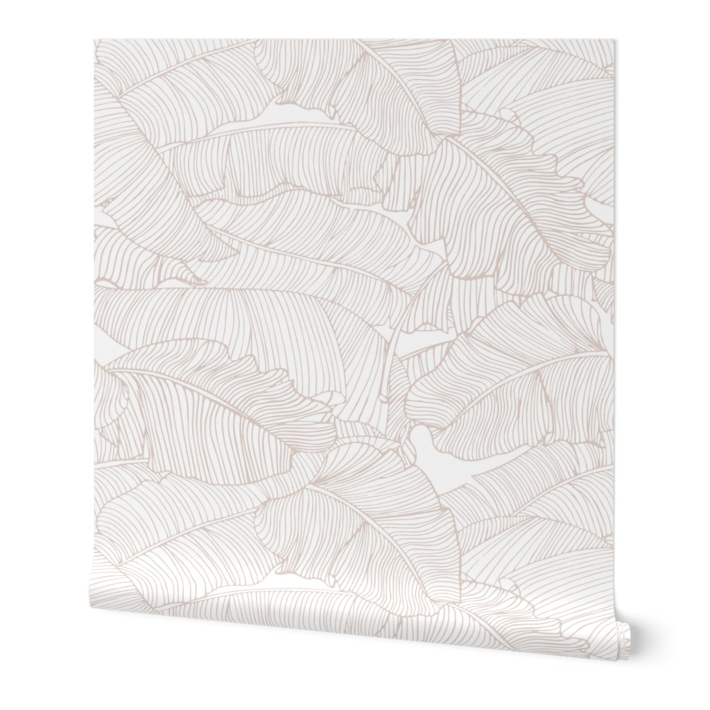 Banana Leaf - Blush Wallpaper, 2'x3', Prepasted Removable Smooth, Beige
