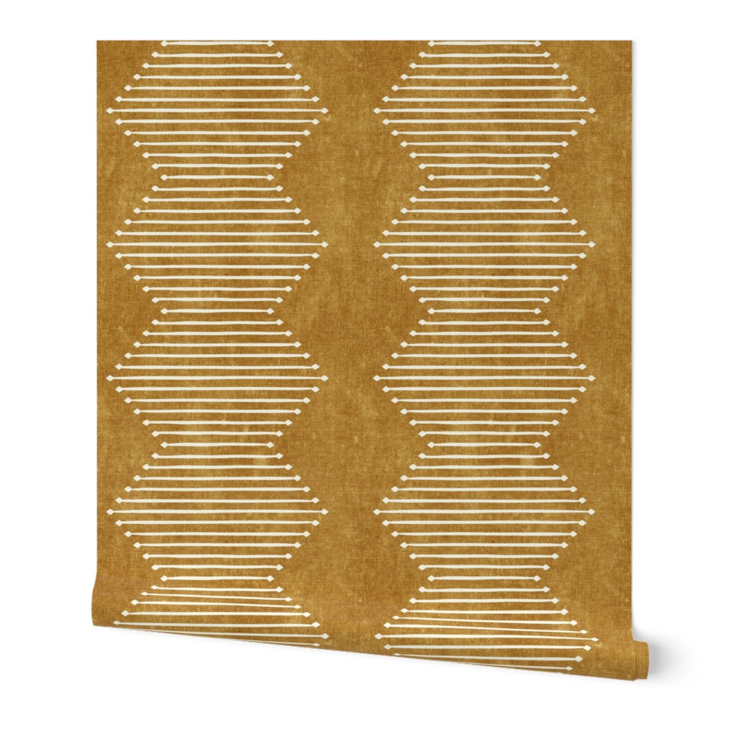 Diamond Mudcloth - Neutral Wallpaper, 2'x12', Prepasted Removable Smooth, Yellow