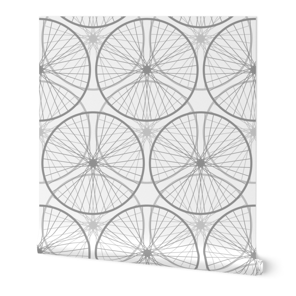 the Wheels on the Bike - Neutral Wallpaper, 2'x12', Prepasted Removable Smooth, White