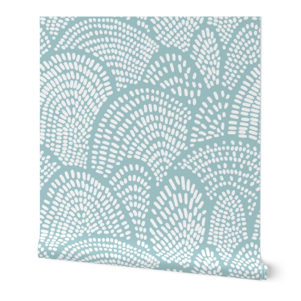 Dotted Hills - Aqua Wallpaper, 2'x3', Prepasted Removable Smooth, Blue