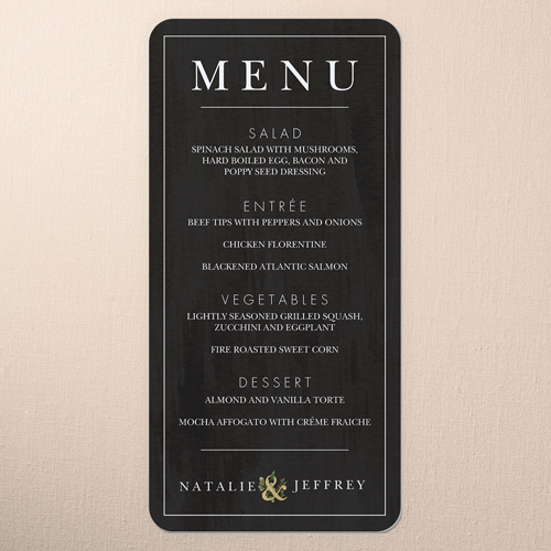 Verdant Union Wedding Menu, Black, 4x8 Menu, 100% Recycled Cardstock , Rounded, Black