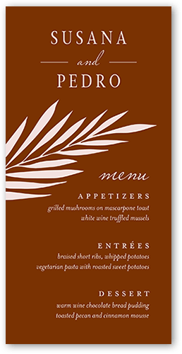 Brilliant Pampas Wedding Menu, Brown, 4x8 Menu, 100% Recycled Cardstock , Square