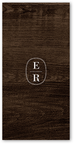 Majestic Monogram Wedding Menu, Brown, 4x8 Menu, Standard Smooth Cardstock, Square, Wood