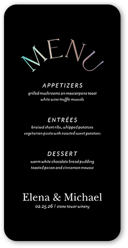 Luminous Cycle Wedding Menu, Gray, 4x8 Menu, 100% Recycled Cardstock , Rounded, Gray