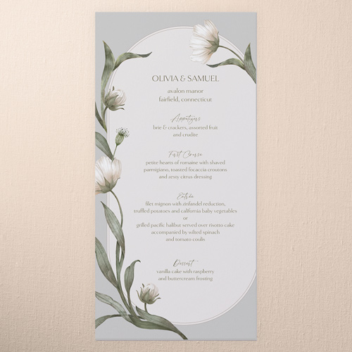 Enveloping Perennial Wedding Menu, Gray, 4x8 Menu, Pearl Shimmer Cardstock, Square, Gray
