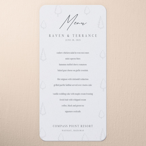 Regional Icons Wedding Menu, White, 4x8 Menu, 100% Recycled Cardstock , Rounded, White