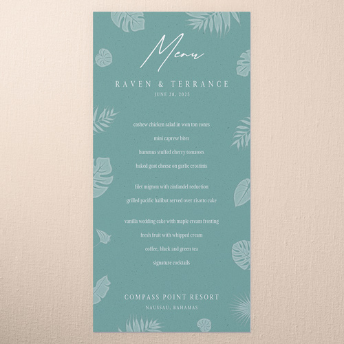 Regional Icons Wedding Menu, Green, 4x8 Menu, Pearl Shimmer Cardstock, Square