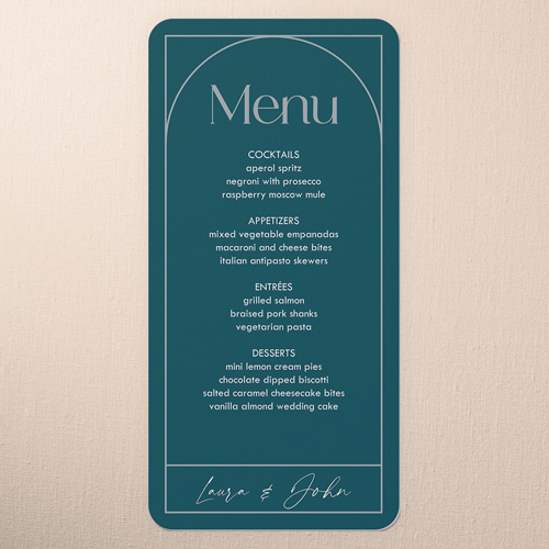 Geometric Impression Wedding Menu, Blue, 4x8 Menu, Standard Smooth Cardstock, Rounded, Seabrook