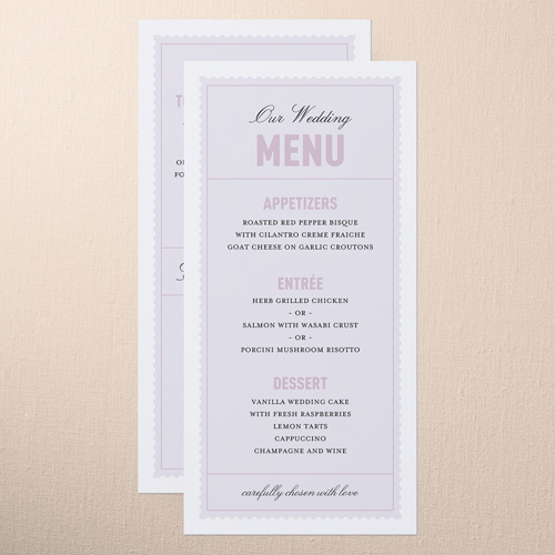 Letters Of Love 4x8 Wedding Menu by Blonde Designs | Shutterfly