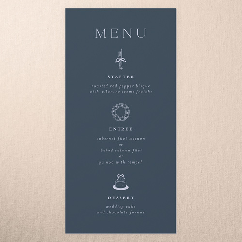 Luminous Border Wedding Menu, Blue, 4x8 Menu, Pearl Shimmer Cardstock, Square, Blue