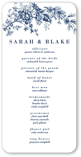 Nautical Blues Wedding Program, White, 4x8 Flat Program, Pearl Shimmer Cardstock, Rounded, White