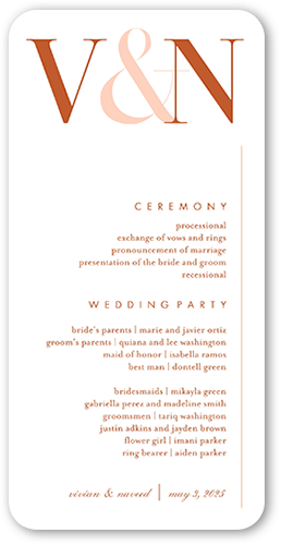 Timeless Toast Wedding Program, White, 4x8 Flat Program, Matte, Signature Smooth Cardstock, Rounded, White