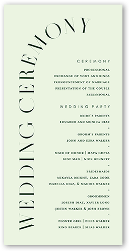 Refined Request Wedding Program, Green, 4x8 Flat Program, Standard Smooth Cardstock, Square